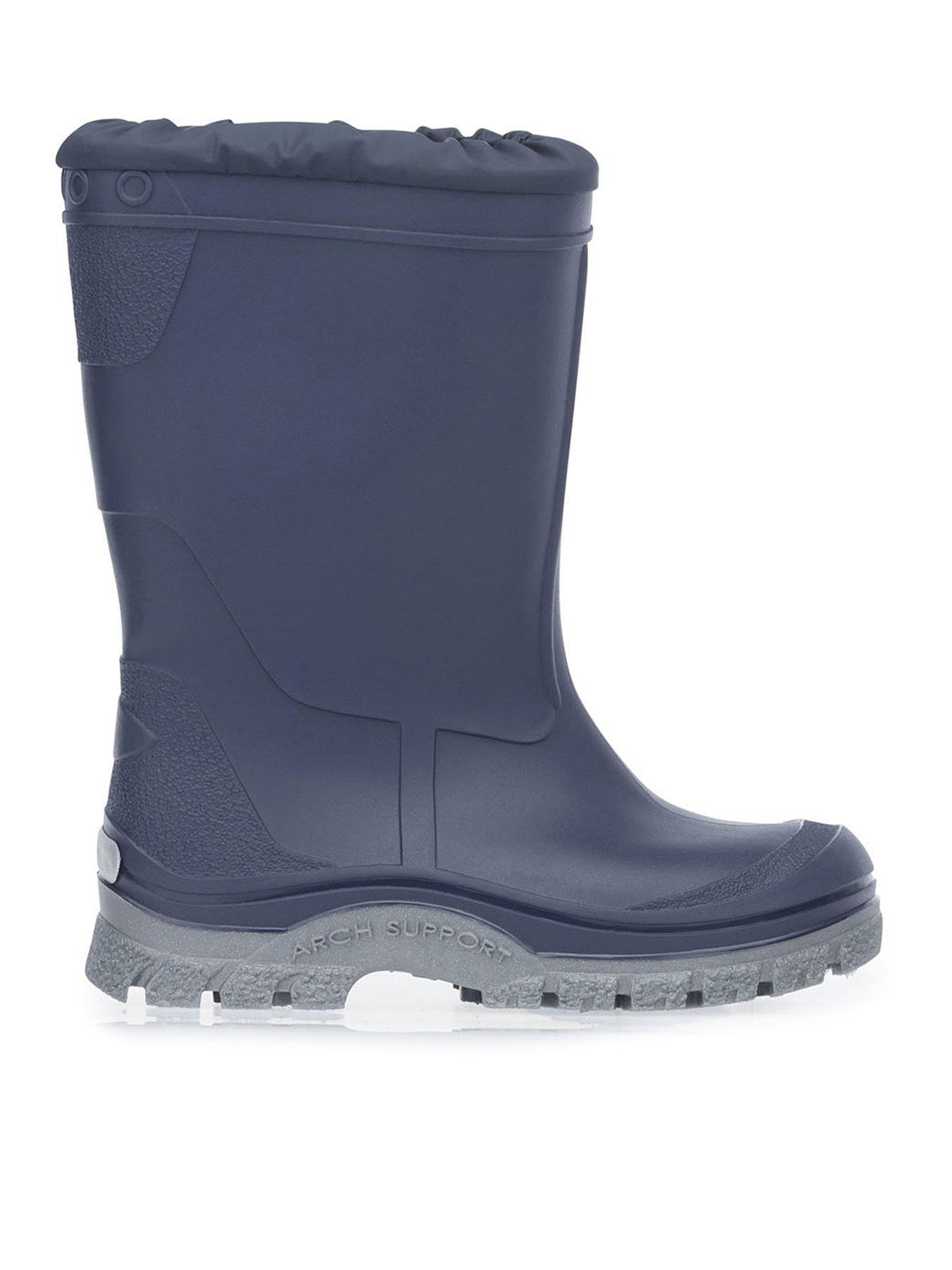 undefined Mudbuster Boys Navy Blue Fleece Lined Warm Waterproof Wellies - Blue