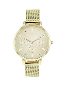 lipsy gold mesh strap watch with gold dial