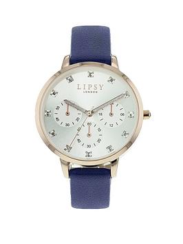lipsy navy strap watch with silver dial