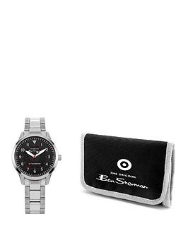 ben sherman kids gift set with silver bracelet watch and navy wallet