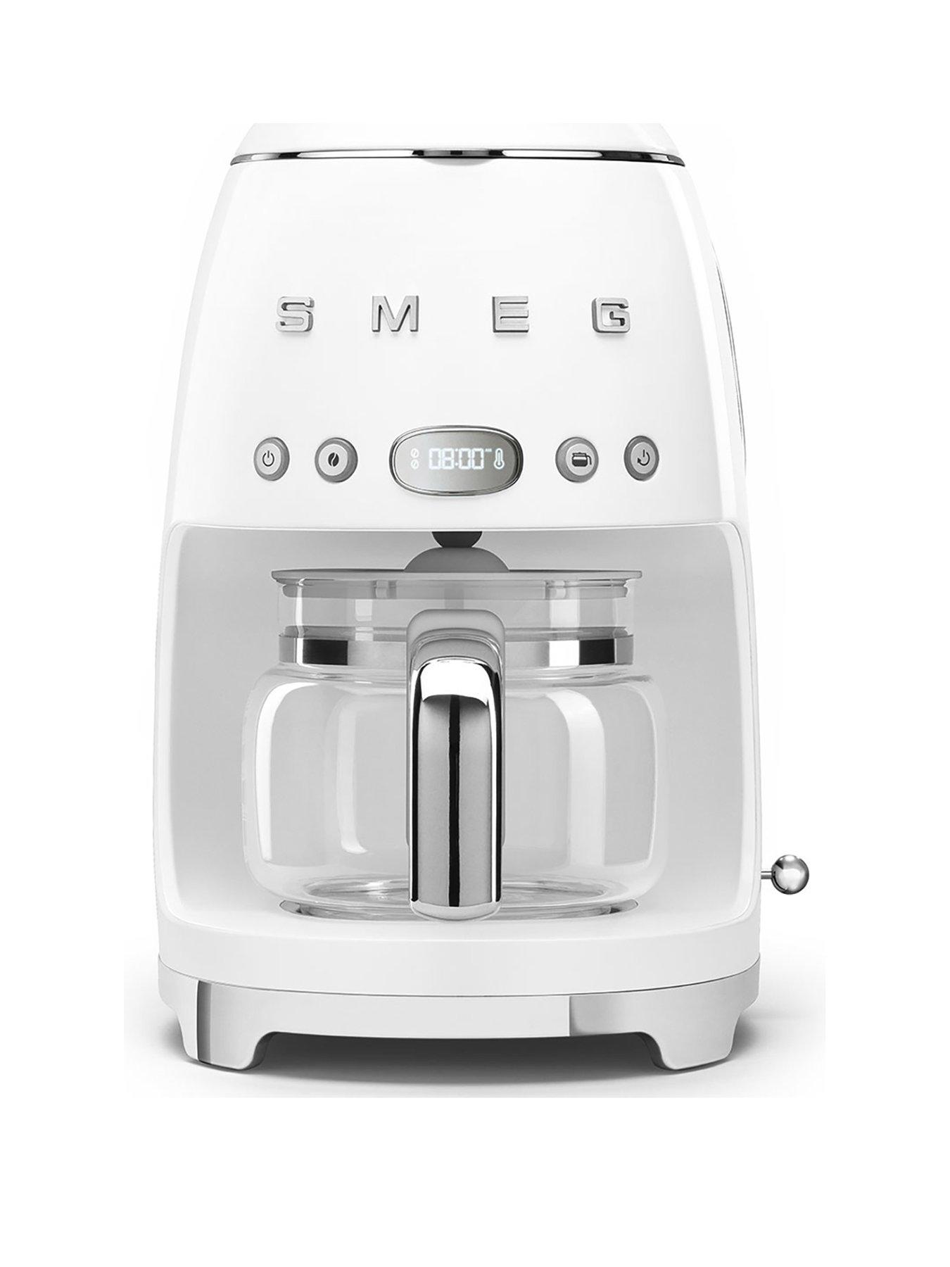 Product photograph of Smeg Dcf02 Retro Style Drip Coffee Machine 1 4 Litre Tank - White from very.co.uk
