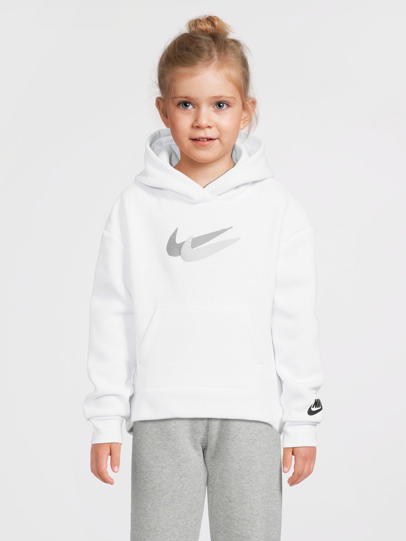 Nike Kids Girls Print Pack Overhead Hoodie - White |