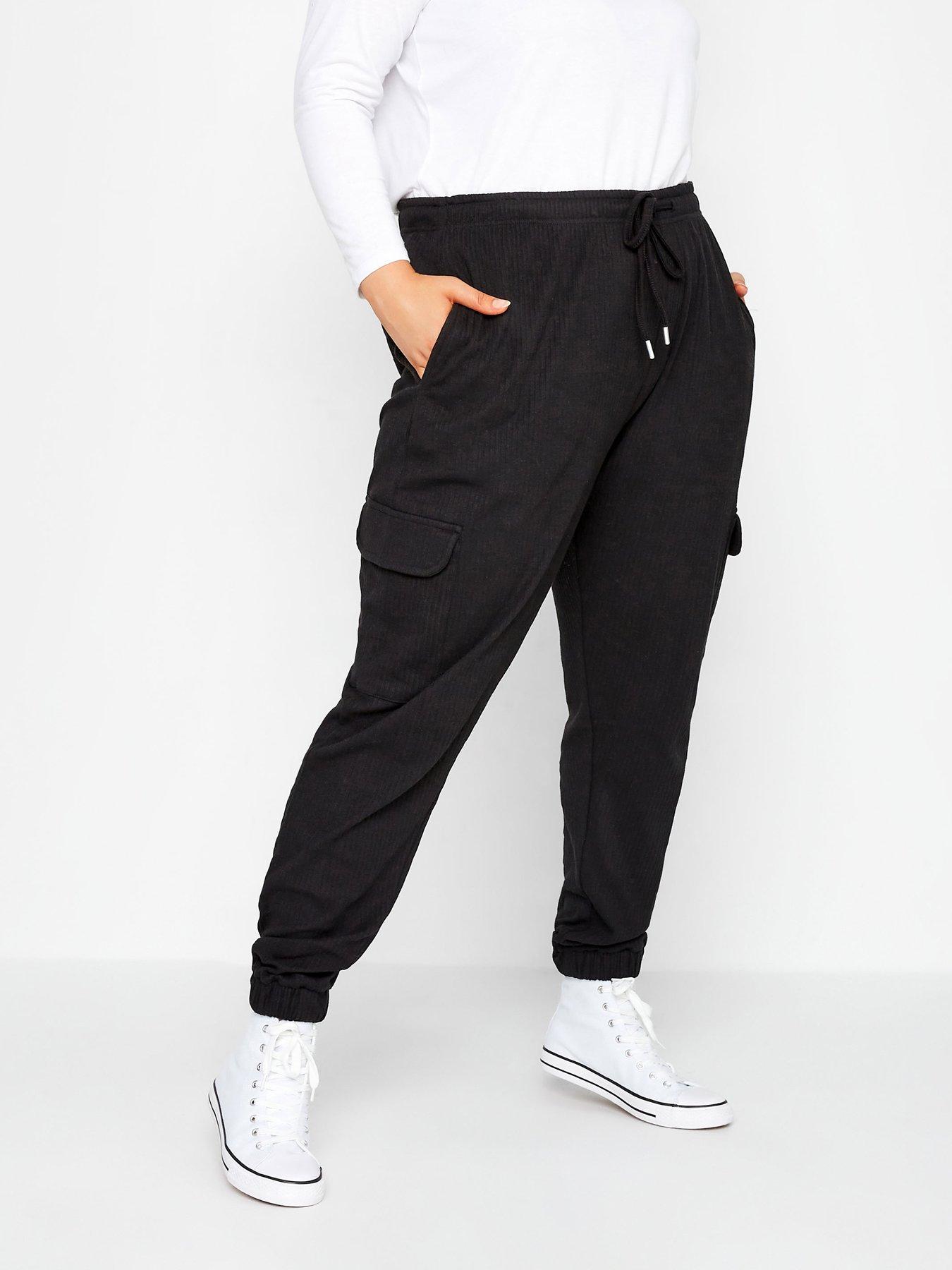 Ribbed hot sale black joggers