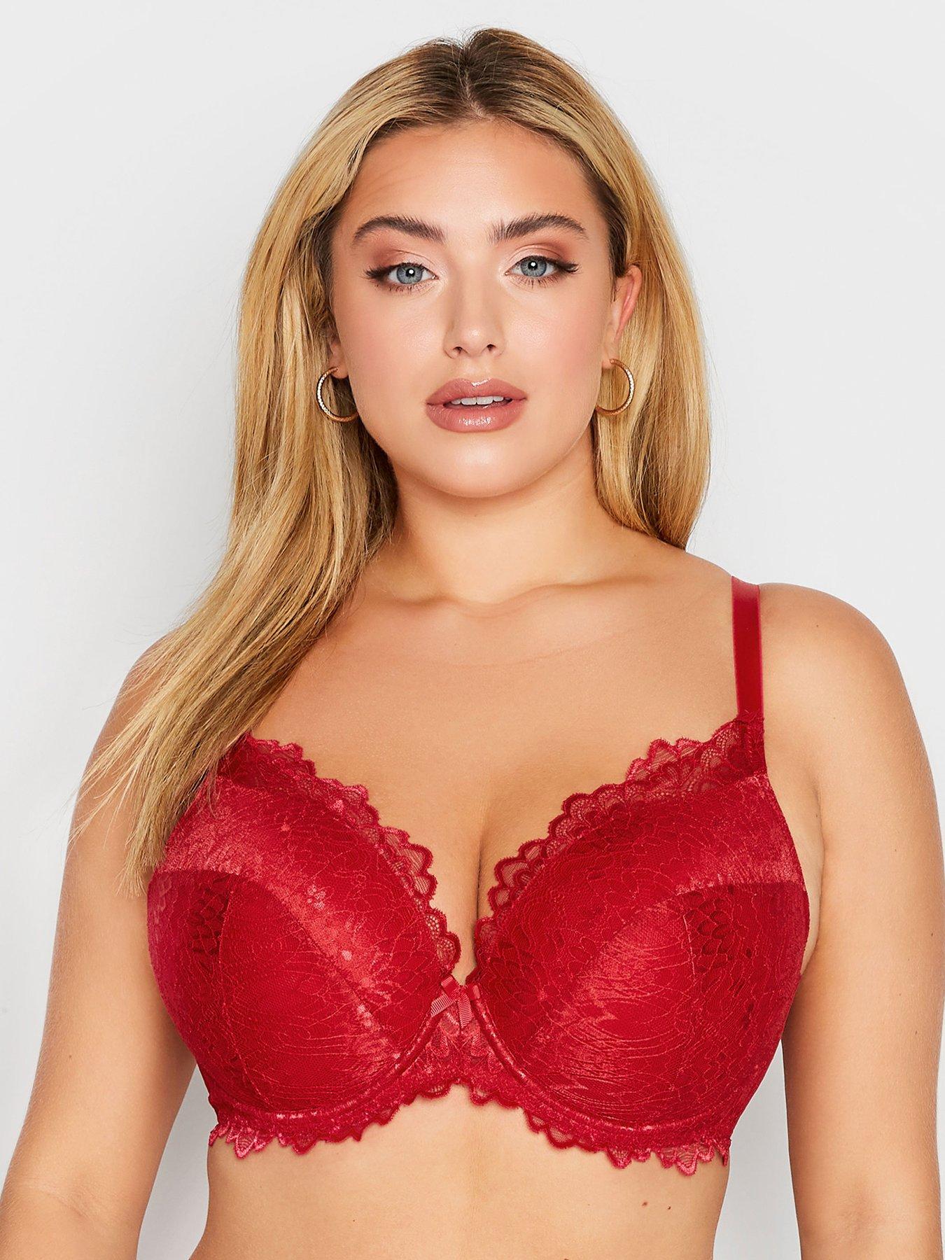 Yours Pretty Lace Padded Plunge T-shirt Bra Red