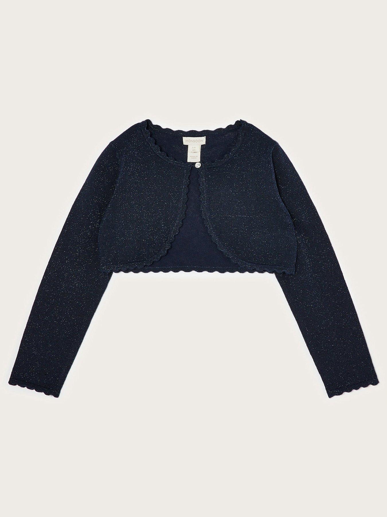 Monsoon Girls Super soft Faux Fur Cardigan Navy Very