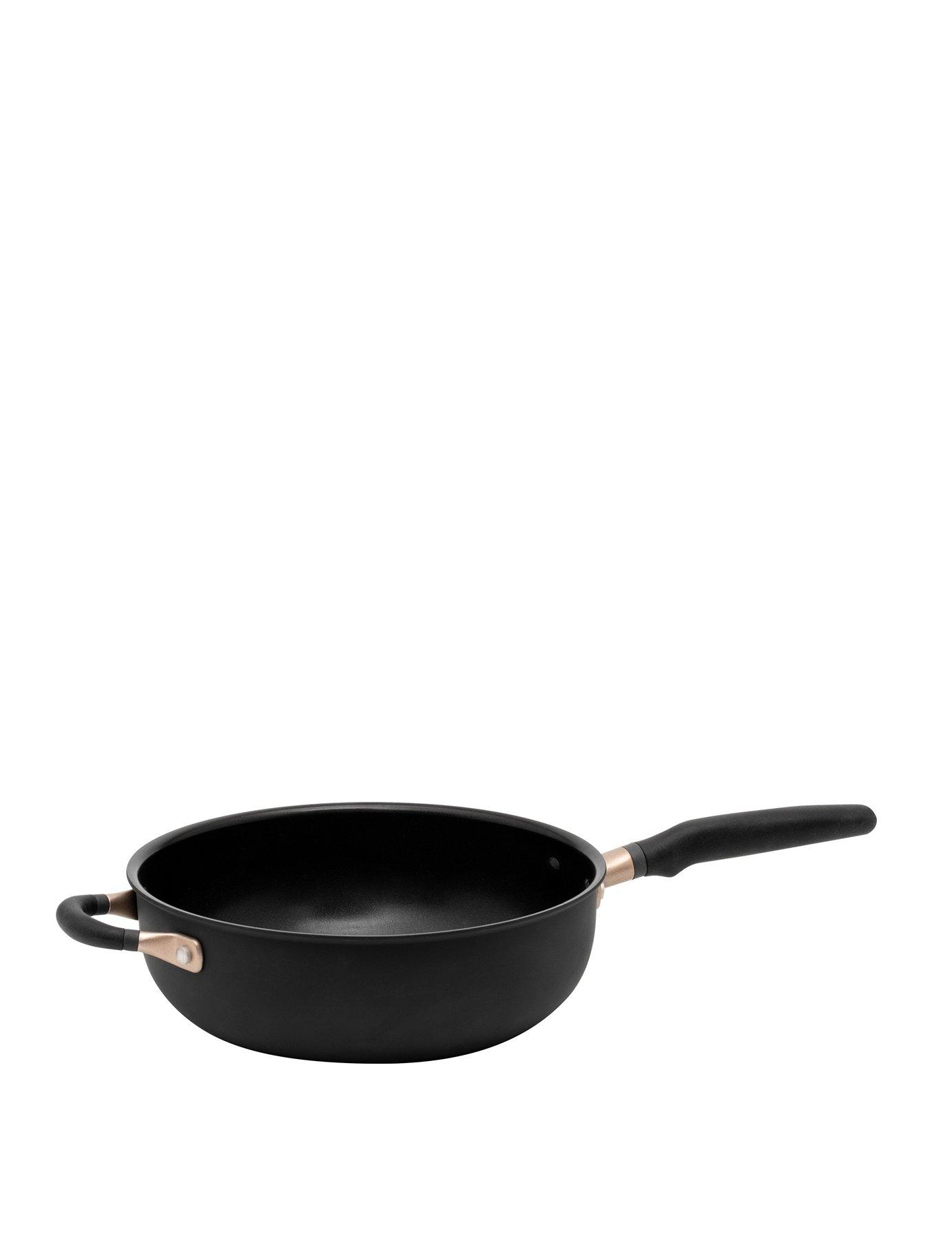 WORLD OF FLAVORS KitchenCraft World of Flavours 35 cm Non Stick Wok for  Induction Hob, Suitable for All Heat Sources, Carbon Steel, Extra  Large,Black