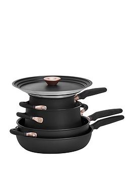 Product photograph of Meyer Accent Hard Anodised Ultra-durable 6-piece Essential Pots And Pans Set from very.co.uk