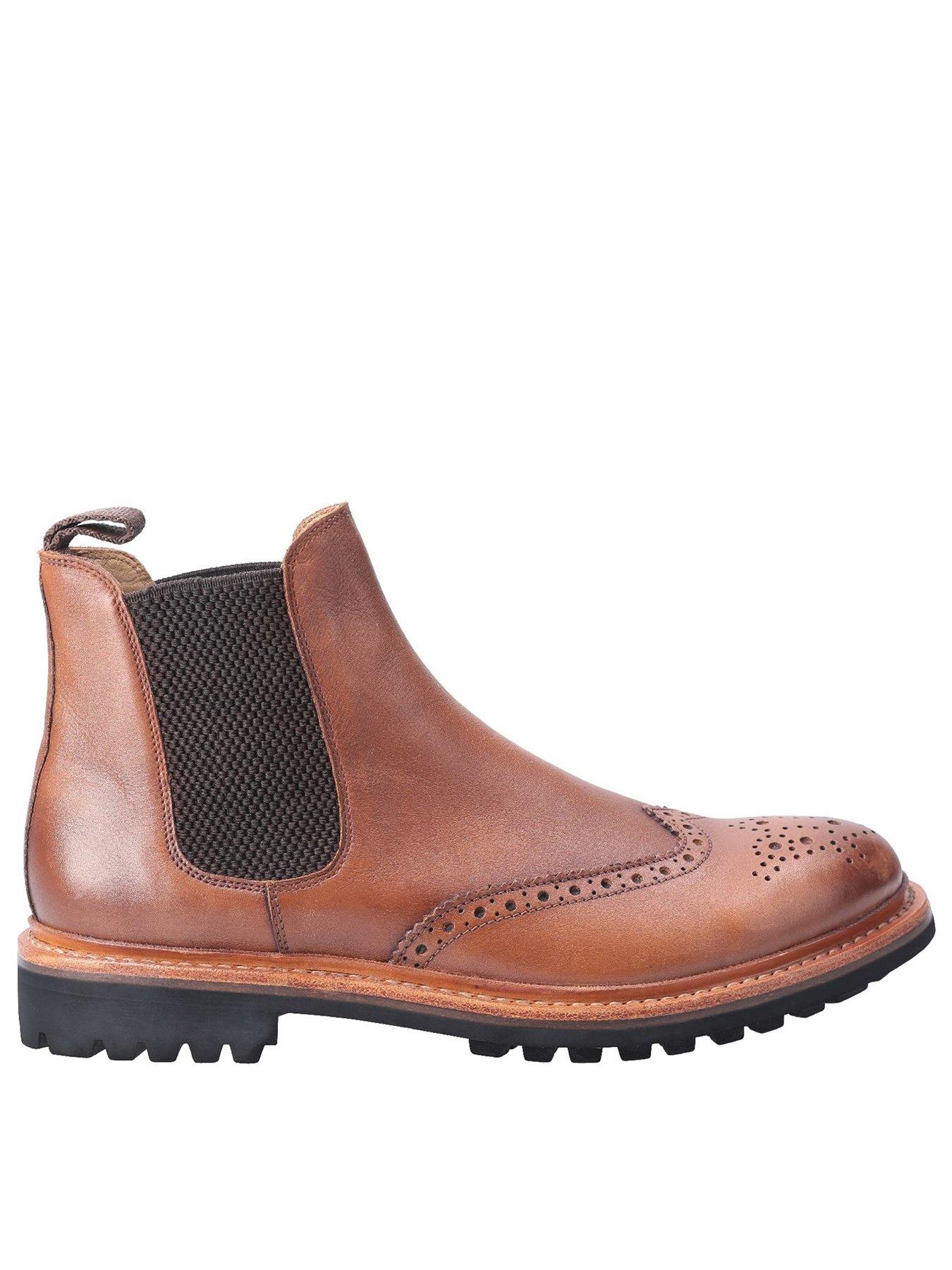 Mens chelsea best sale boots leather sole