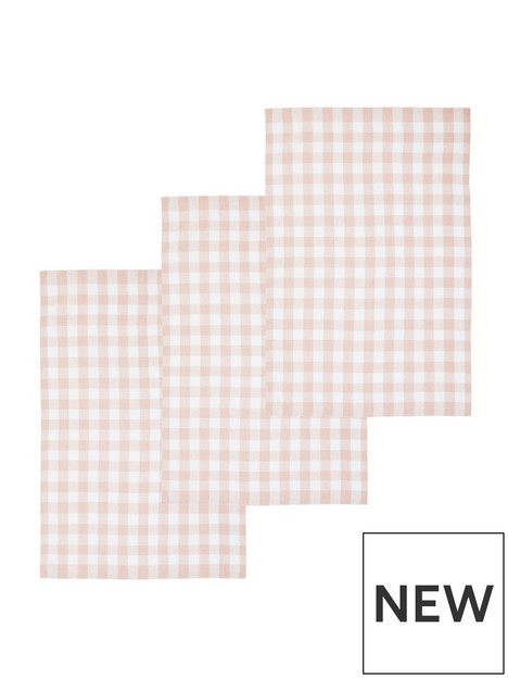 premier-housewares-doro-set-of-3-check-tea-towels-ndash-amber-and-white