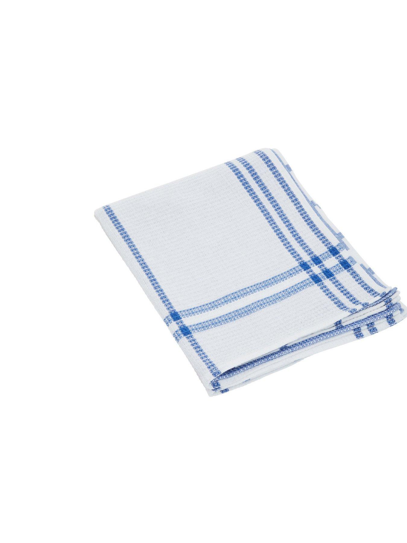 Set Of 3 Doro Waffle Tea Towels Blue and White