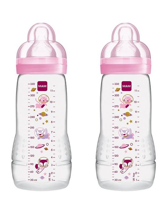 front image of mam-ea-330ml-2-pack-baby-bottle-set--pink