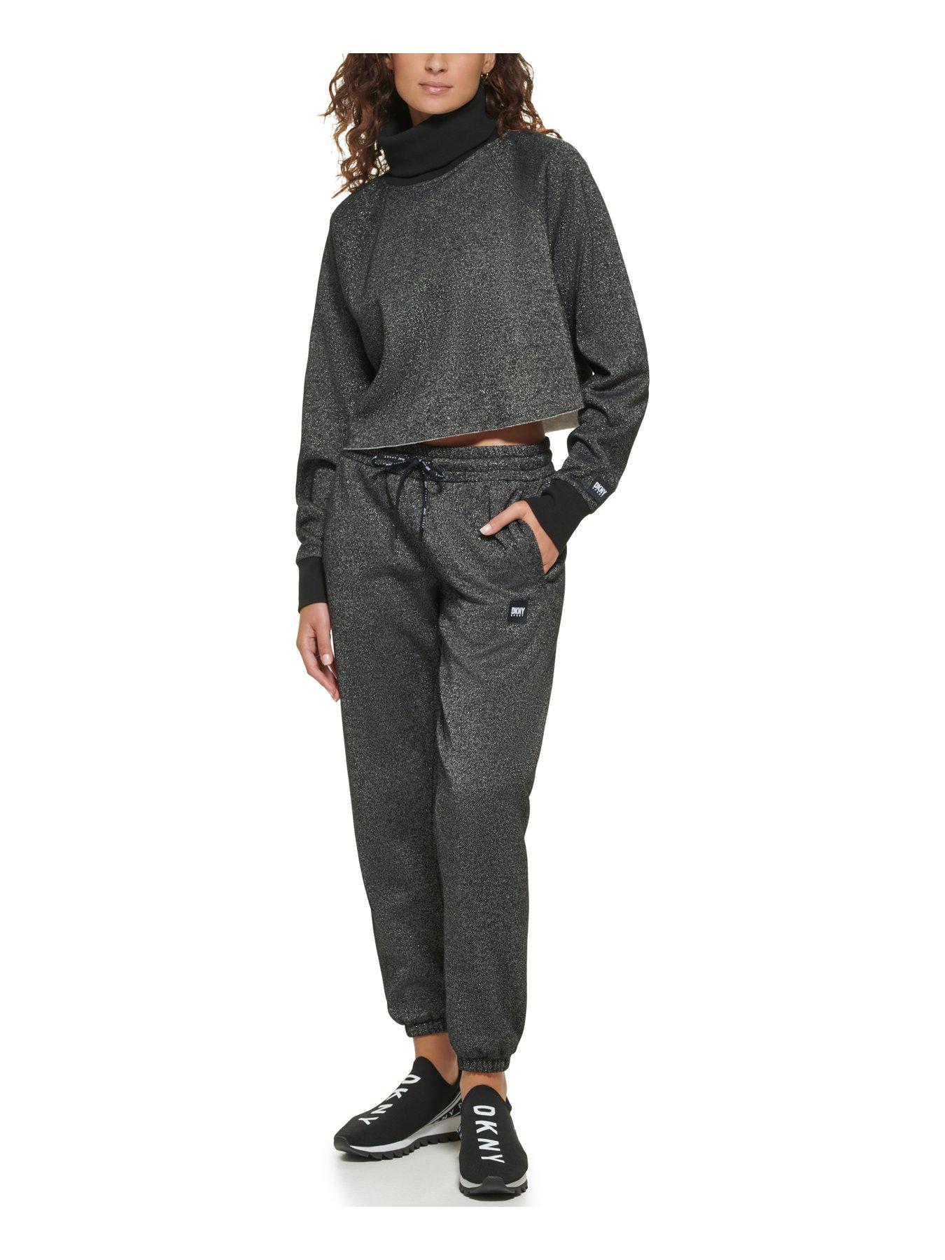 SPORT Sparkle Turtle Neck Fleece Top Black