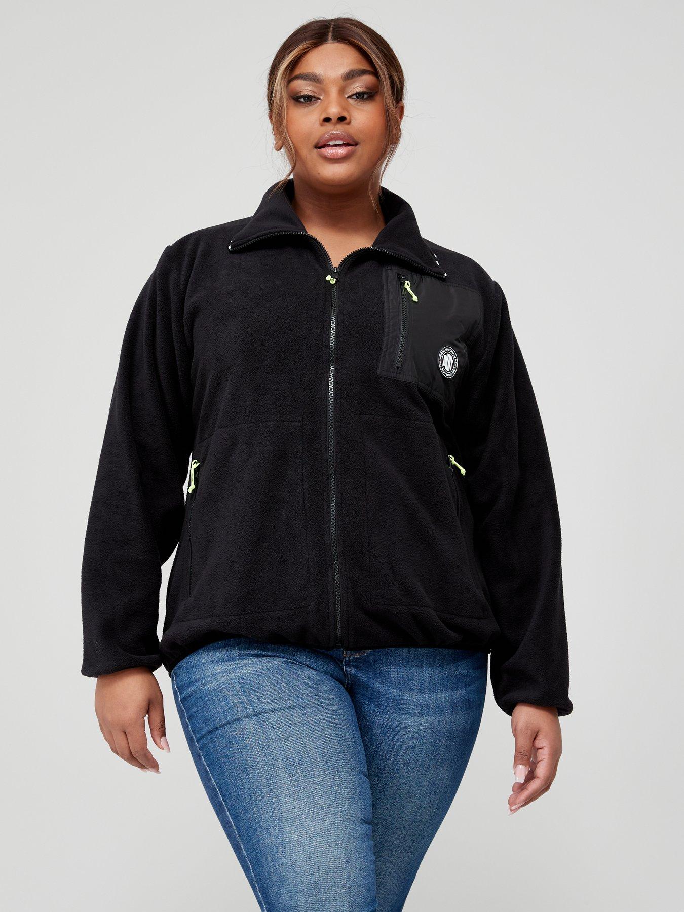 Polar Fleece Jacket In Plus Size - Black