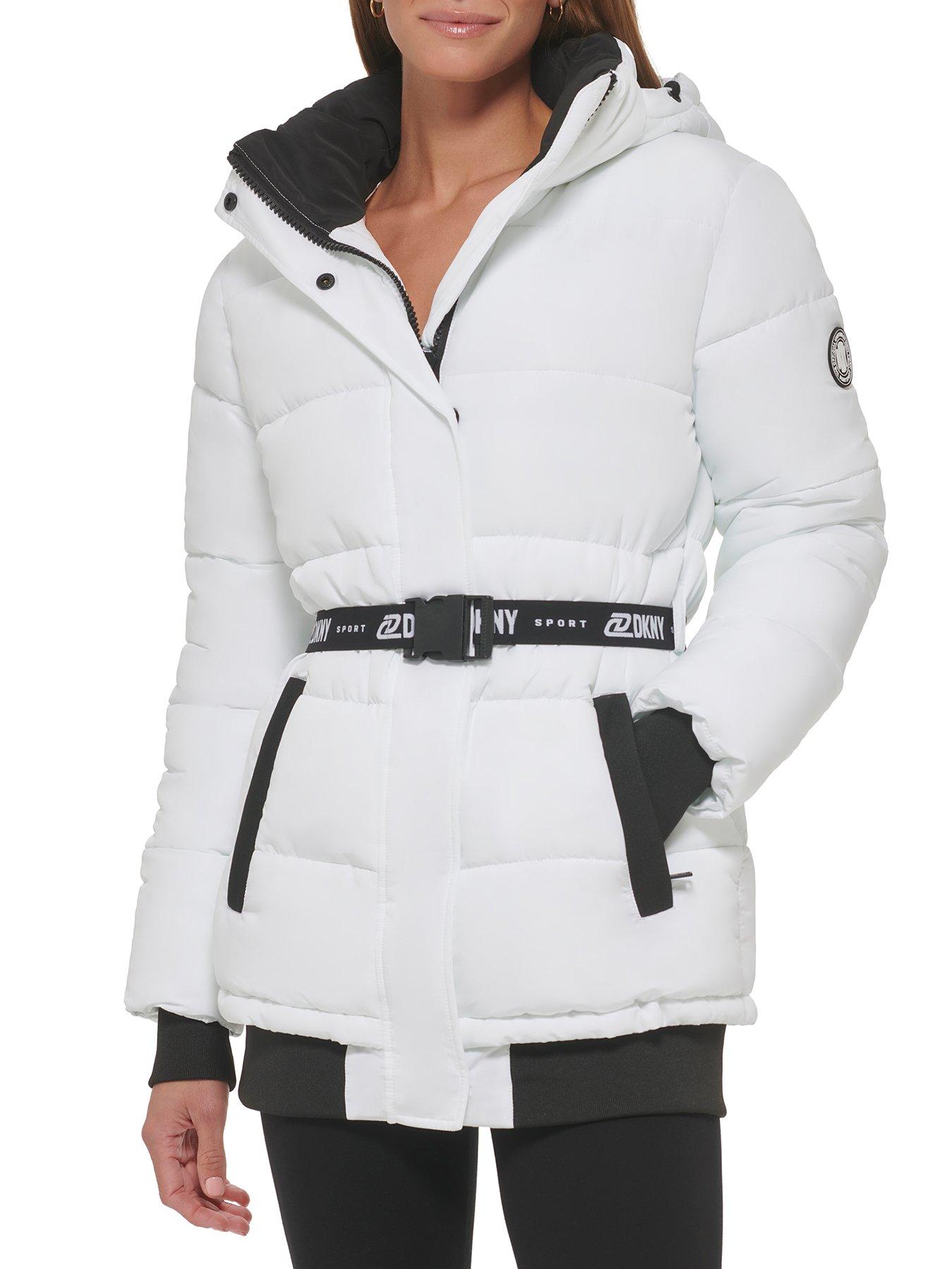 DKNY SPORT SPORT Belted Padded Coat - White | very.co.uk