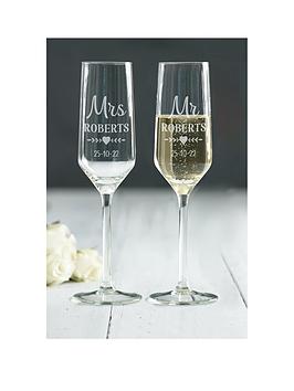 Product photograph of Love Abode Personalised Mr Mrs Flutes from very.co.uk