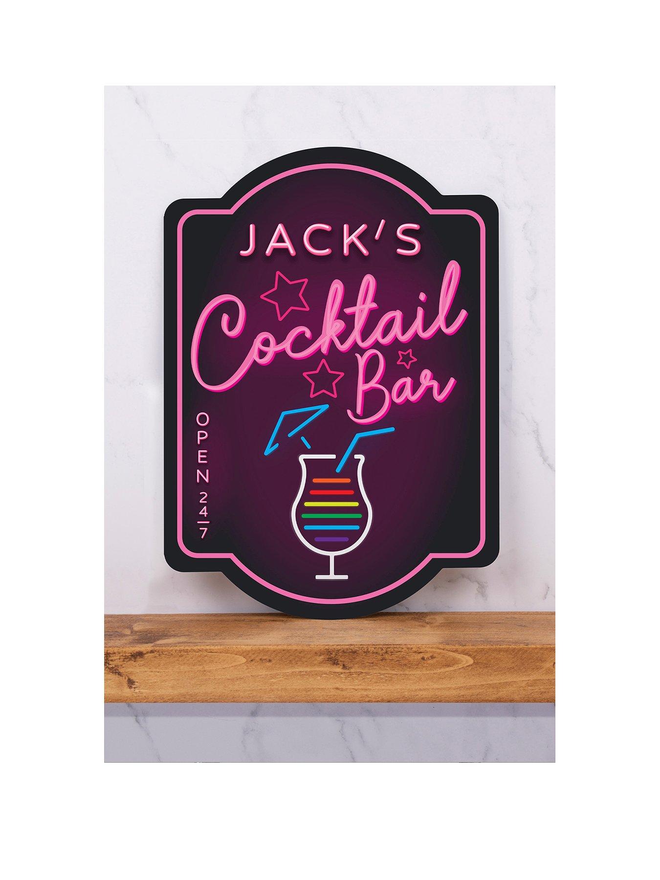 Product photograph of Love Abode Personalised Neon Look Bar Sign from very.co.uk