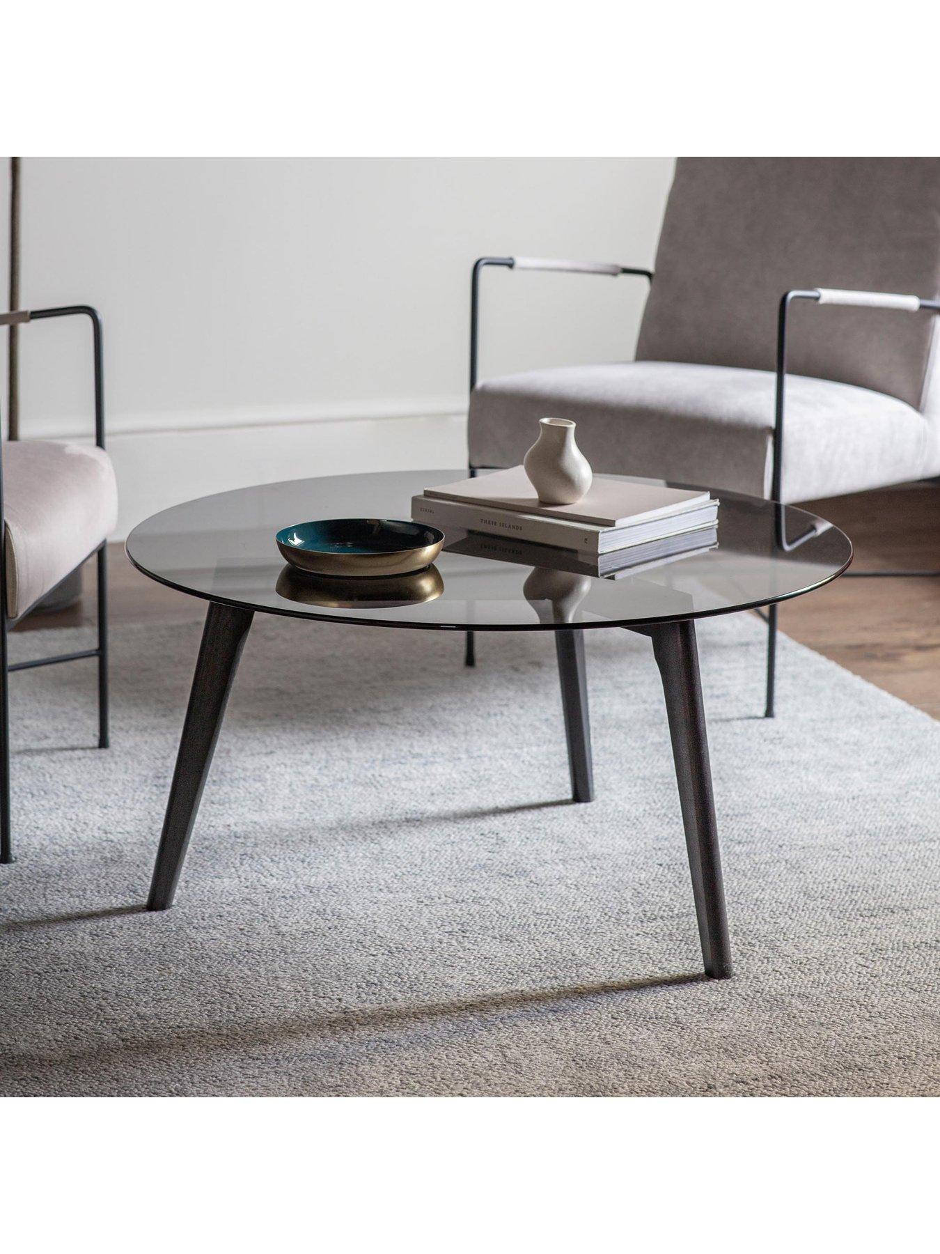 undefined Simard Round Glass Top Coffee Table - Black
