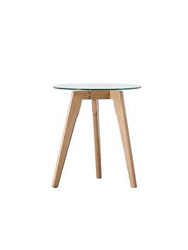 Product photograph of Gallery Simard Round Side Table - Oak from very.co.uk