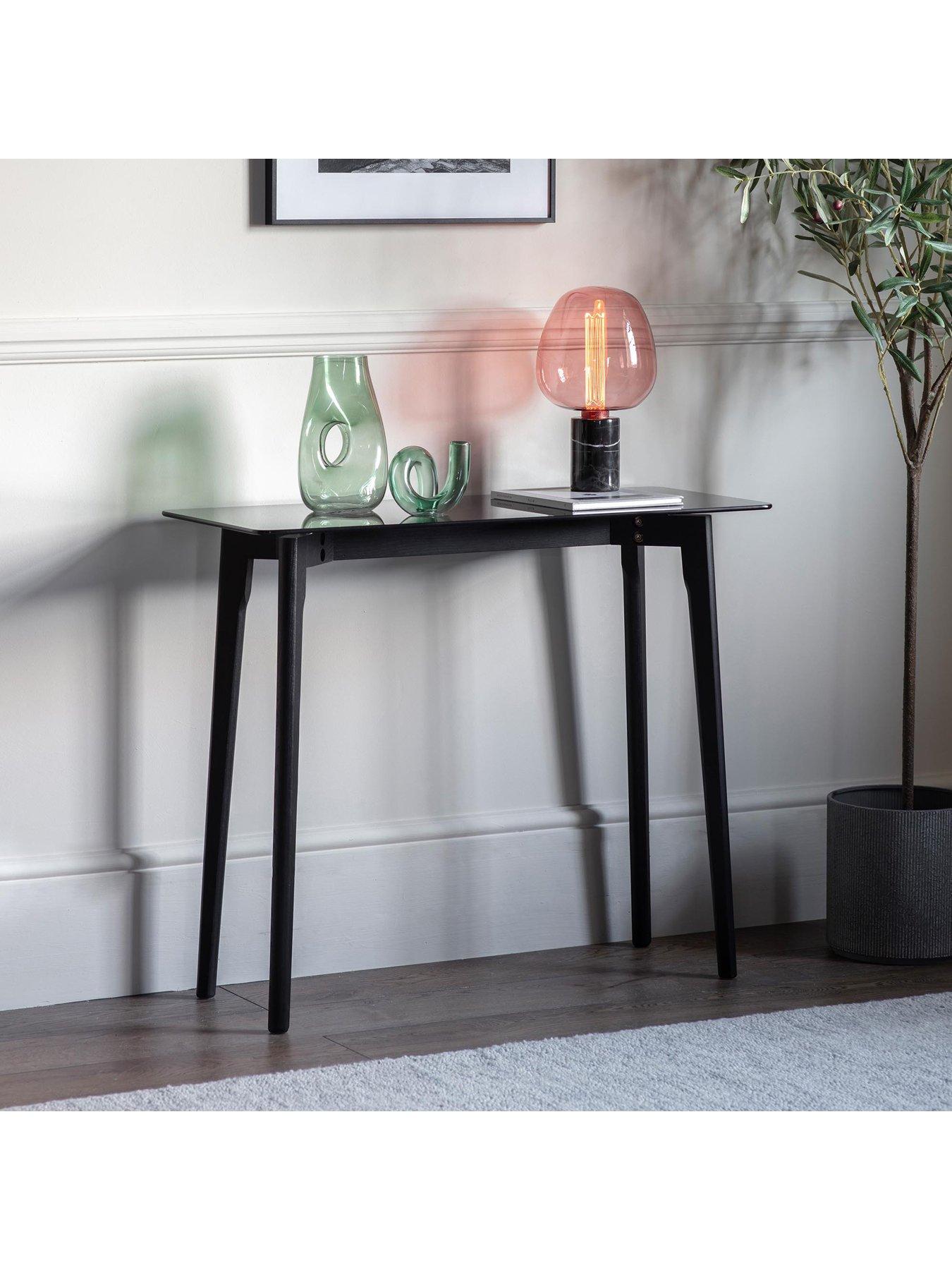 undefined Simard Glass Top Console Table - Black