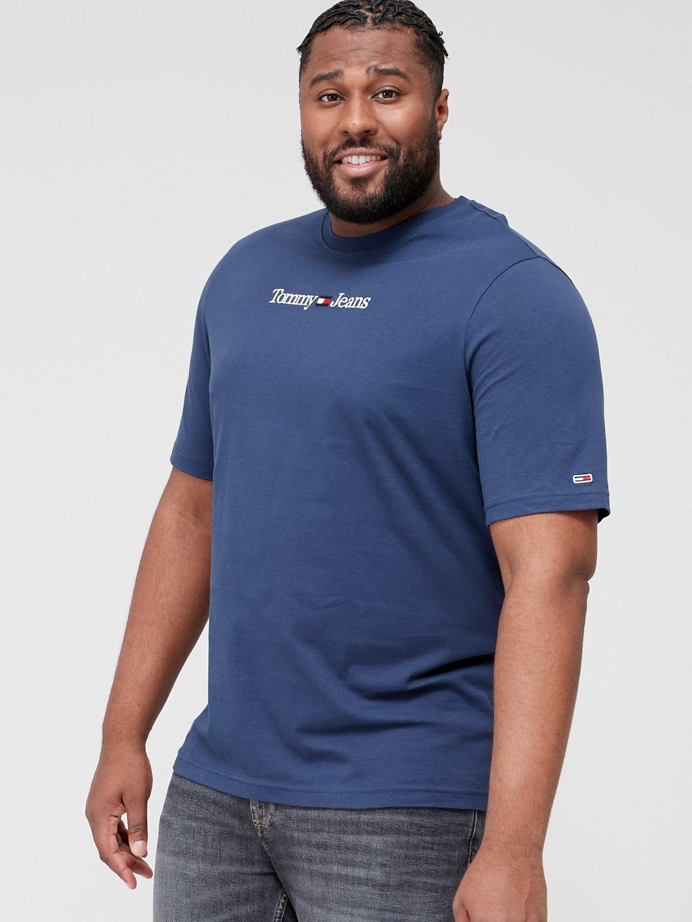 Tommy Jeans Big & - Tall TJM Logo Plus T-Shirt Navy Linear