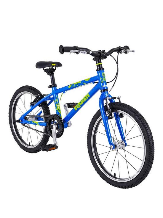 front image of squish-lightweight-18-wheel-childrens-bike-blue
