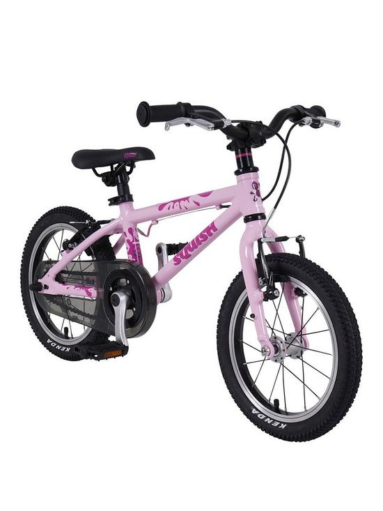 front image of squish-lightweight-14-wheel-childrens-bike-pink