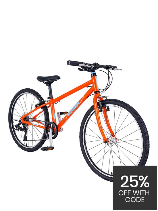 front image of squish-lightweight-24-wheel-8-speed-childrens-bike-orange