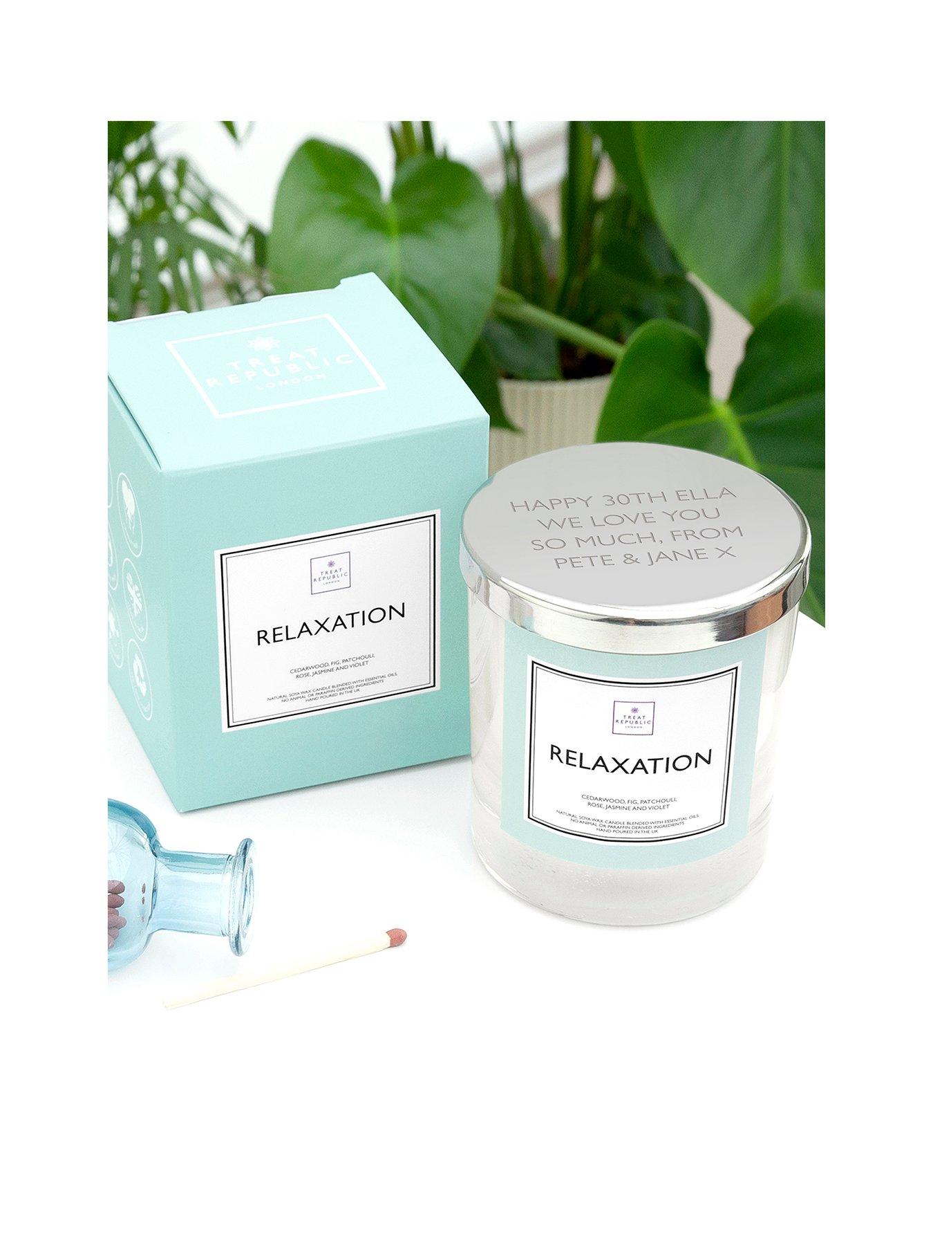 Product photograph of Treat Republic Personalised Relaxation Scented Candle from very.co.uk