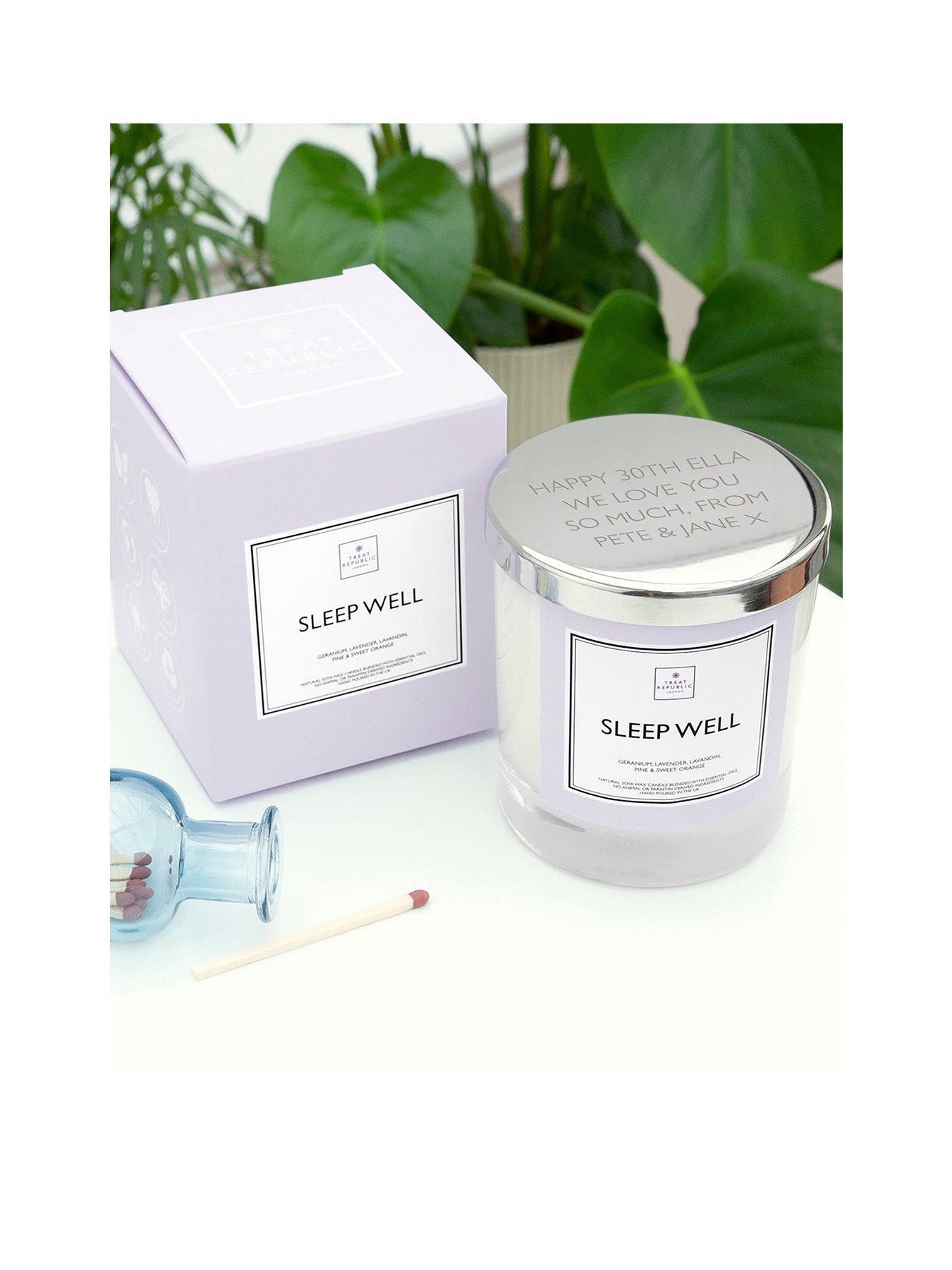 Product photograph of Treat Republic Personalised Sleep Well Scented Candle from very.co.uk