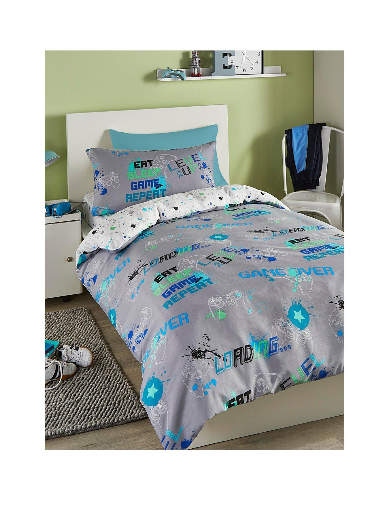 Image 1 of 4 of Bedlam Game Glow In The Dark Single Duvet Cover Set - Multi