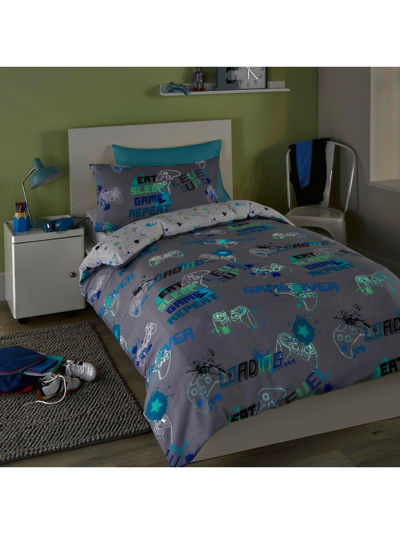 Image 2 of 4 of Bedlam Game Glow In The Dark Single Duvet Cover Set - Multi