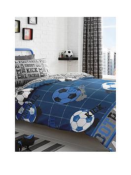 Product photograph of Bedlam Football Duvet Cover Set - Blue from very.co.uk