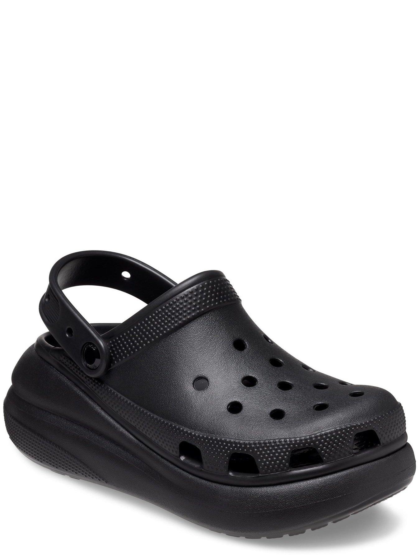 Crocs Classic Crush Platform Clogs - Black 