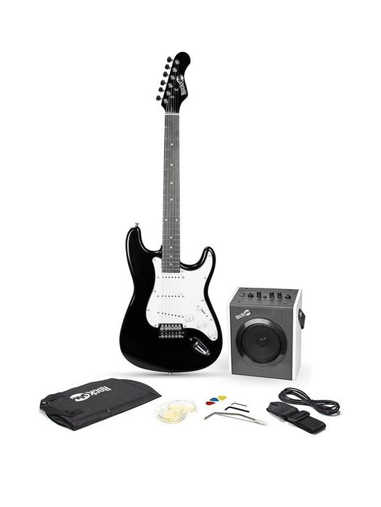 front image of rockjam-full-size-electric-guitar-super-kit-rjeg06-black