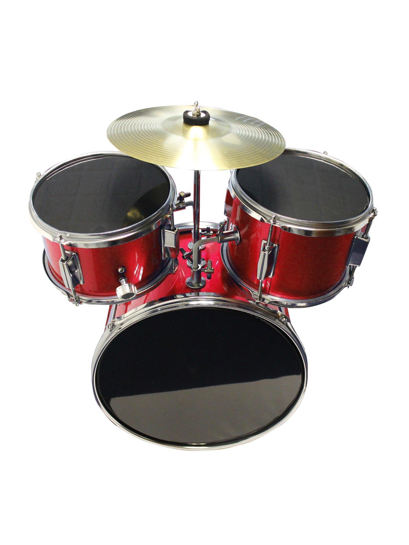 RockJam 3 Piece Junior Drum Kit with Cymbal, Pedal, Stool and Sticks