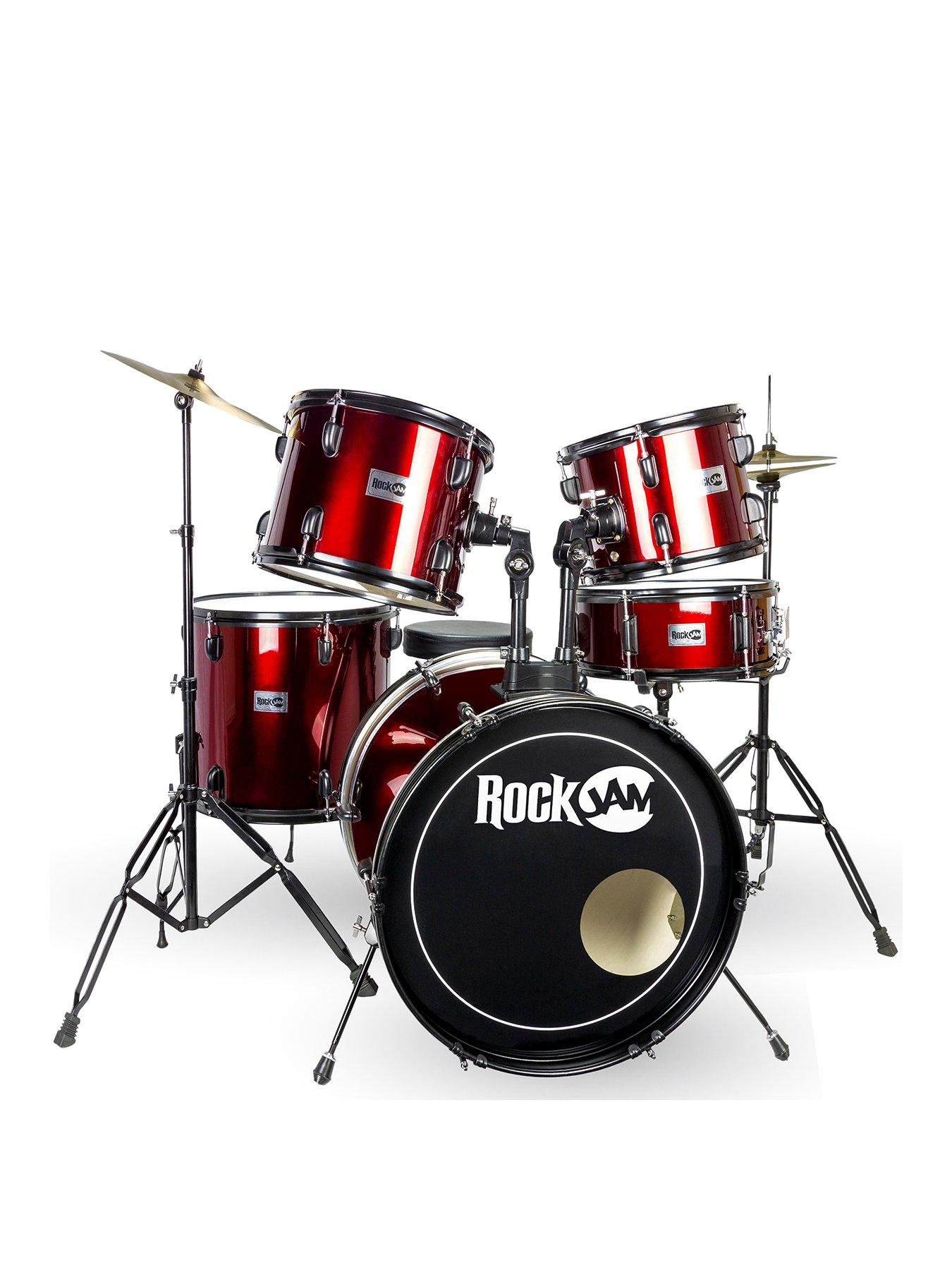 RockJam Complete 5Piece Junior Drum Set With Cymbals, Drumsticks