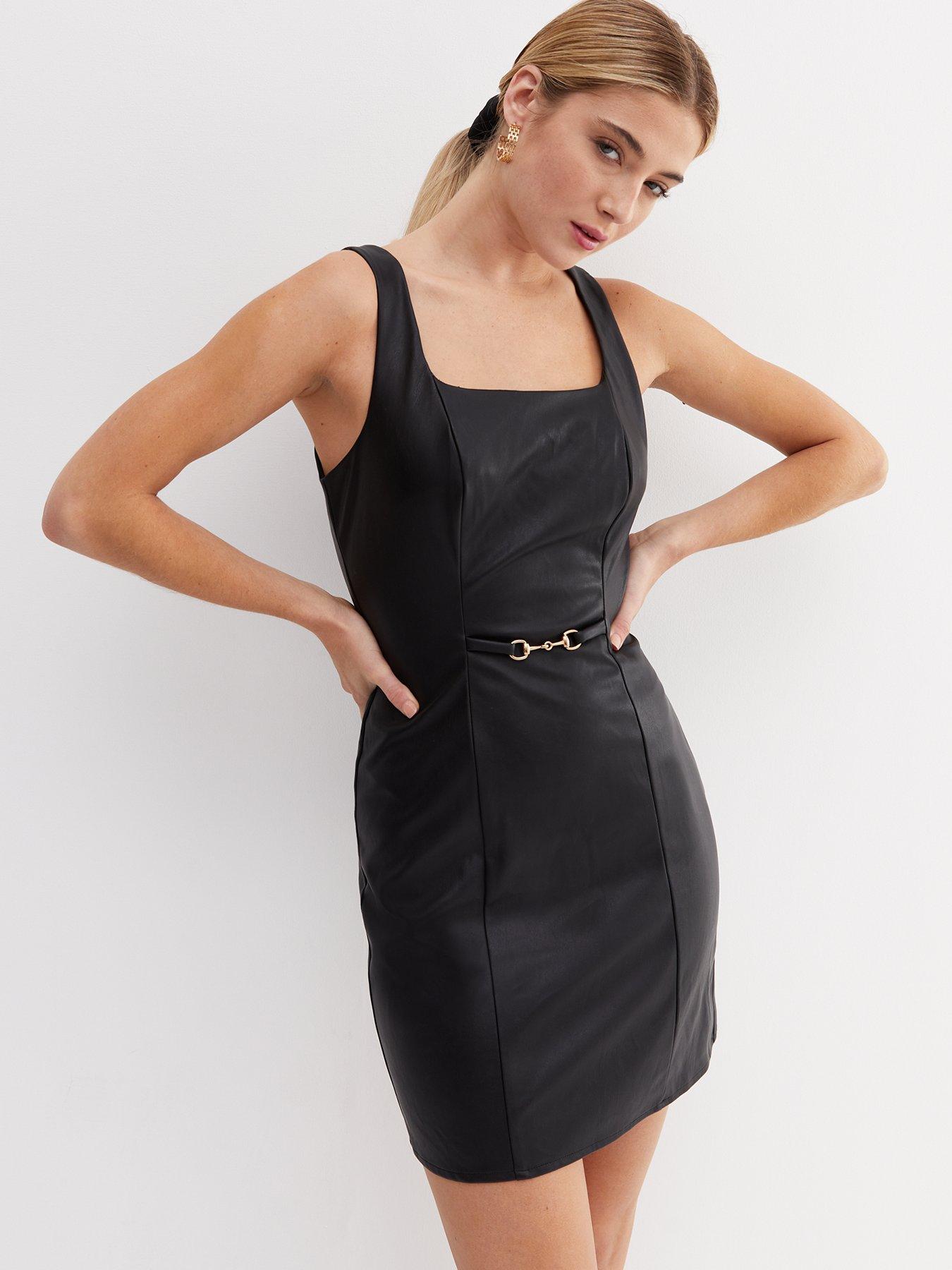 New look cheap leather pinafore