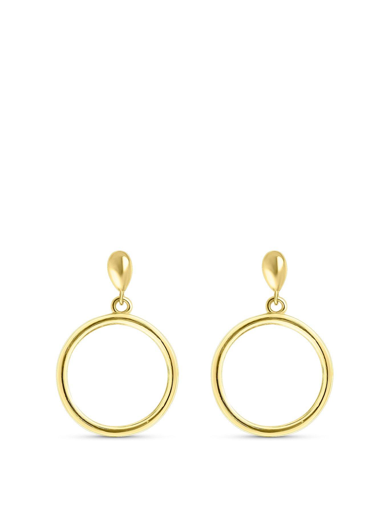 Product photograph of The Love Collection Sterling Silver Gold Plated Circle Swirl Stud Earrings from very.co.uk