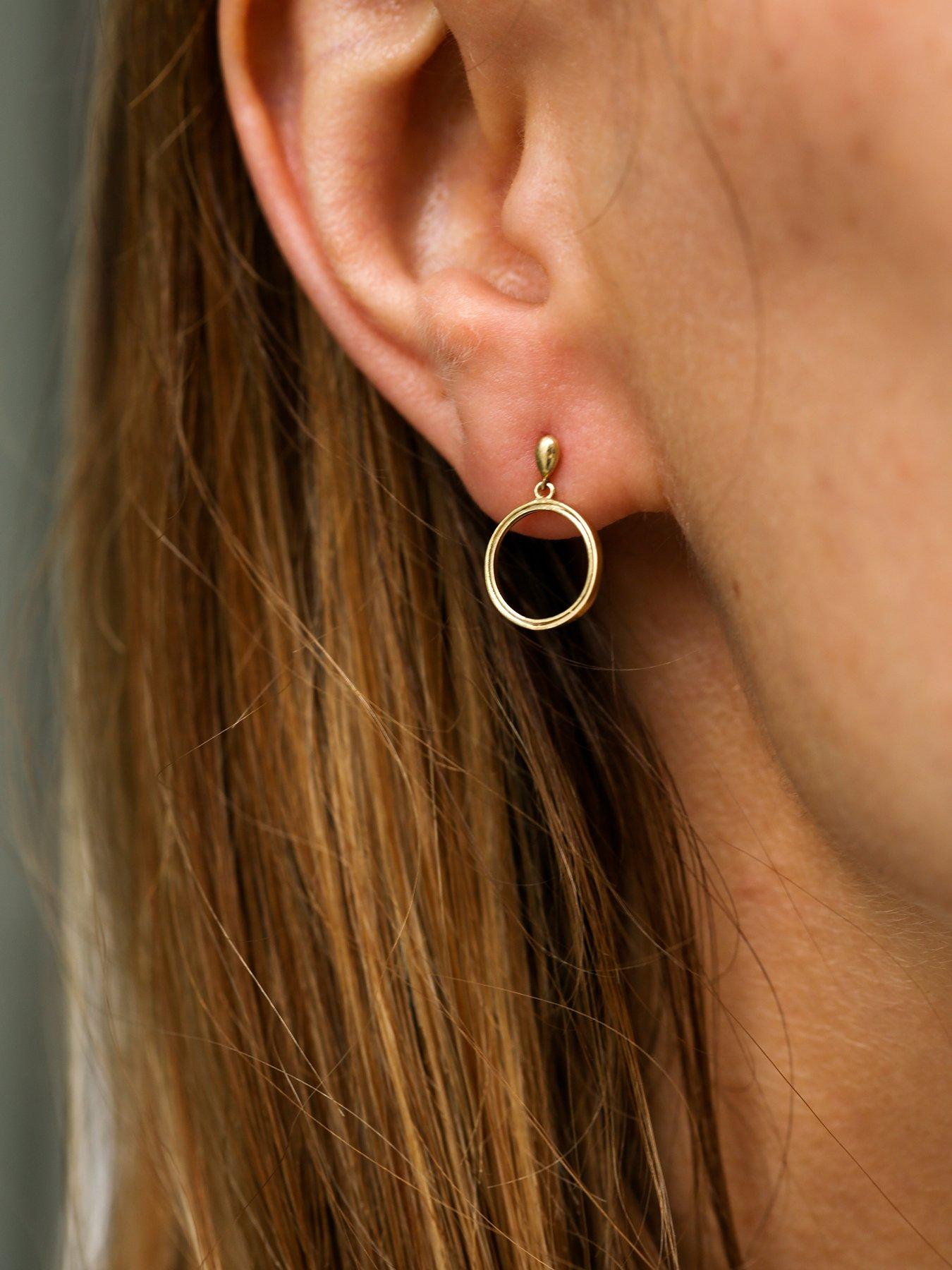 Image 2 of 5 of The Love Collection Sterling Silver Gold Plated Circle Swirl Stud Earrings