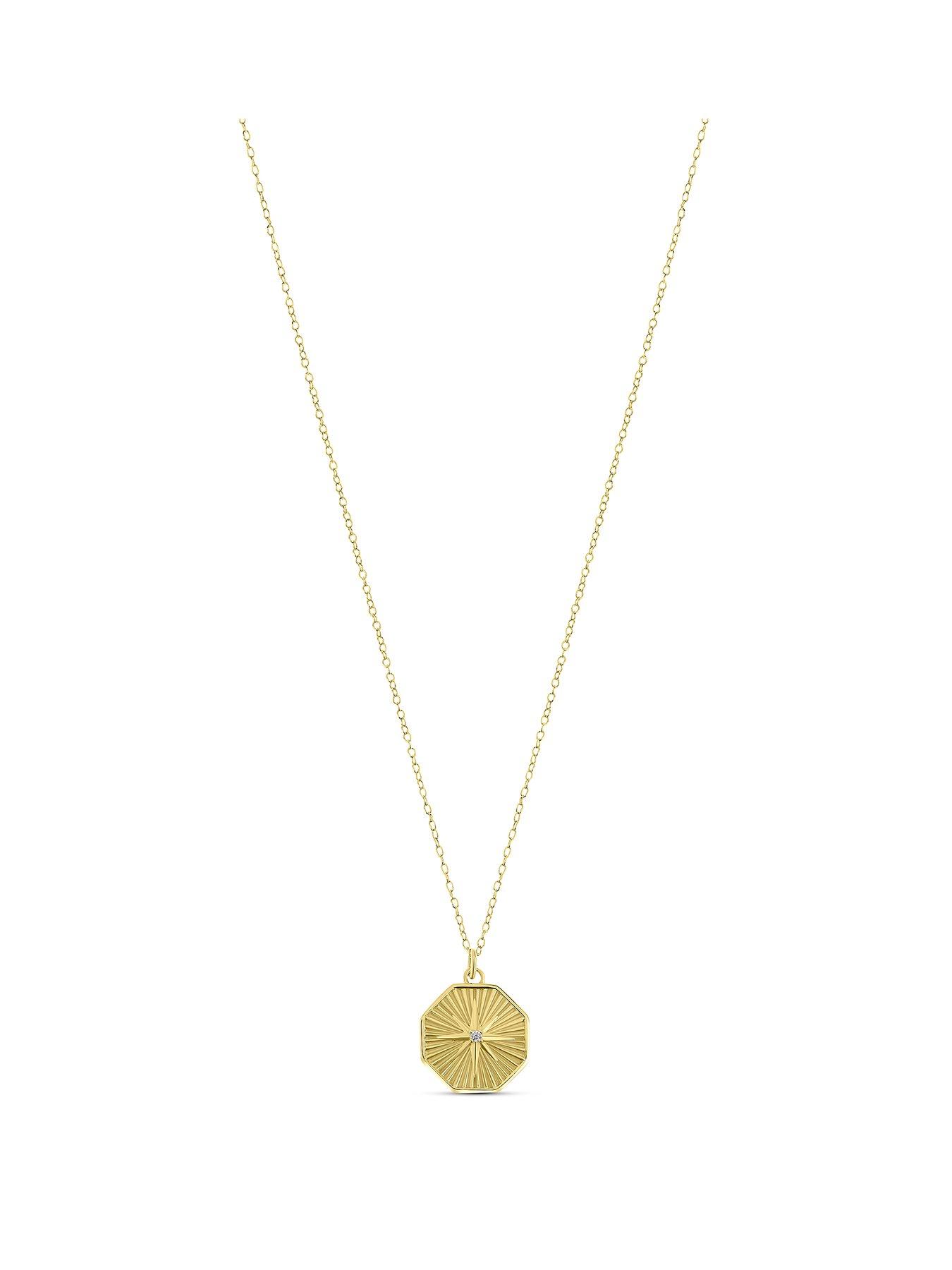 undefined Sterling Silver 18k Gold Plated Cubic Zirconia Hexagon Star Pendant Necklace