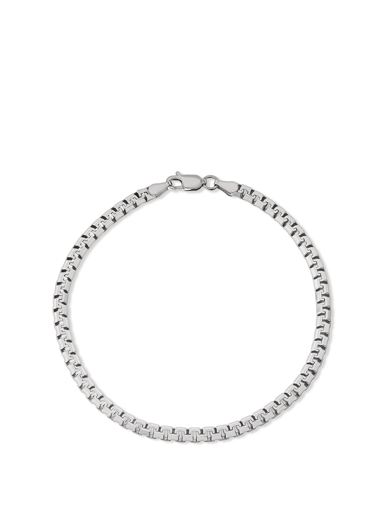 Product photograph of The Love Silver Collection Men S Sterling Silver Rhodium Plated 3 6mm Square Link Chain Bracelet 8 Inch from very.co.uk