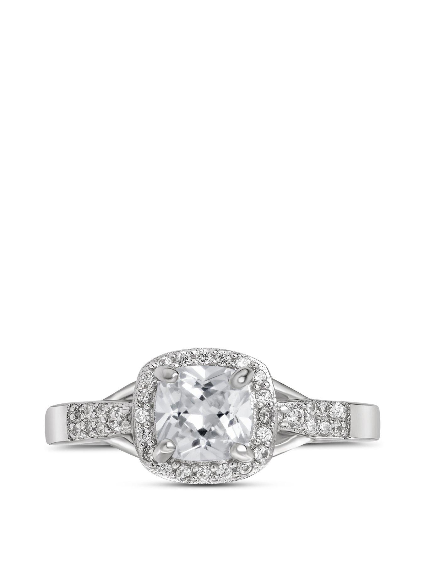 The Love Silver Collection Sterling Silver Cubic Zirconia Cushion Cut