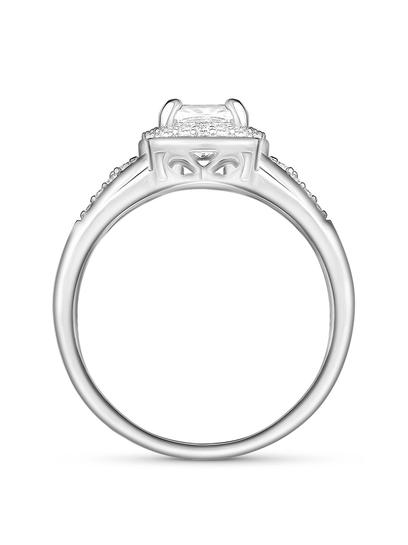 The Love Silver Collection Sterling Silver Cubic Zirconia Cushion Cut