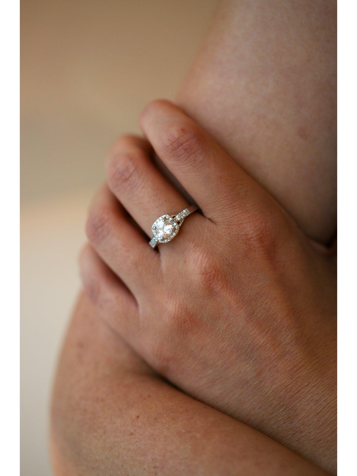The Love Silver Collection Sterling Silver Cubic Zirconia Cushion Cut