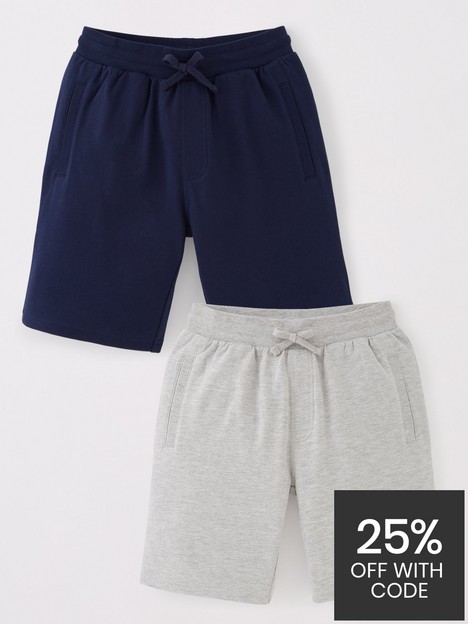 everyday-boys-cotton-rich-essential-jogger-shorts-2-pack-navygrey