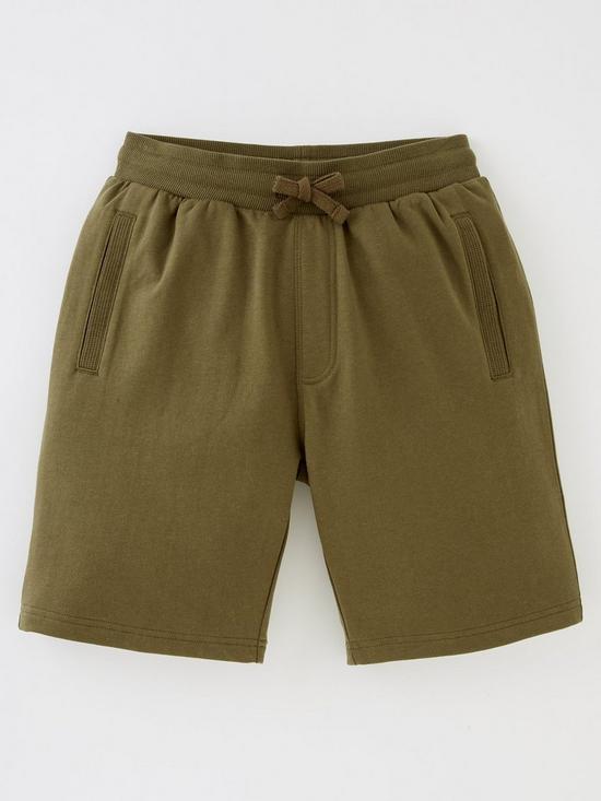 back image of everyday-boys-cotton-rich-essential-2-pack-jogger-shorts-blackkhaki
