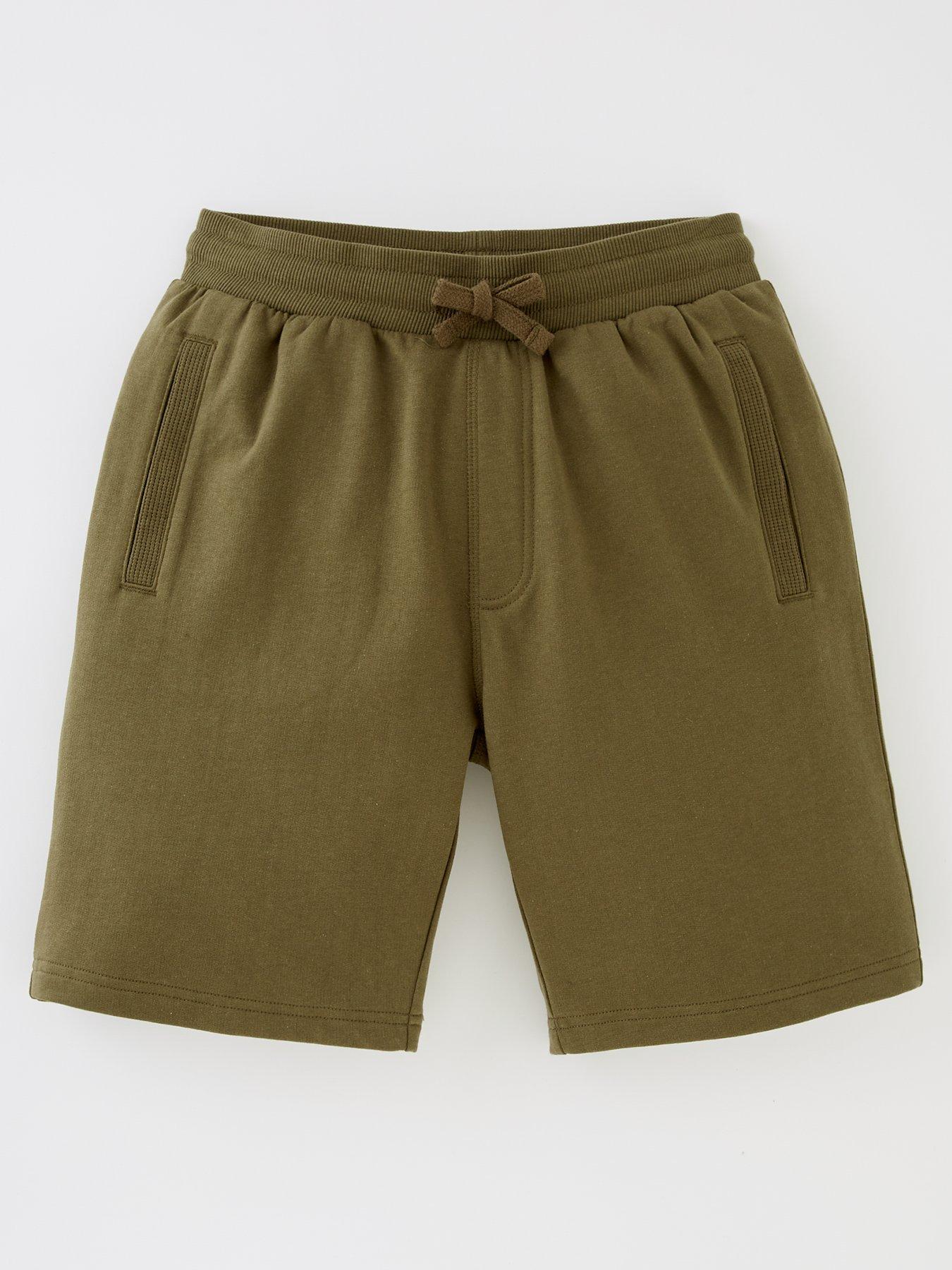 Boys Cotton Rich Essential 2 Pack Jogger Shorts Black khaki