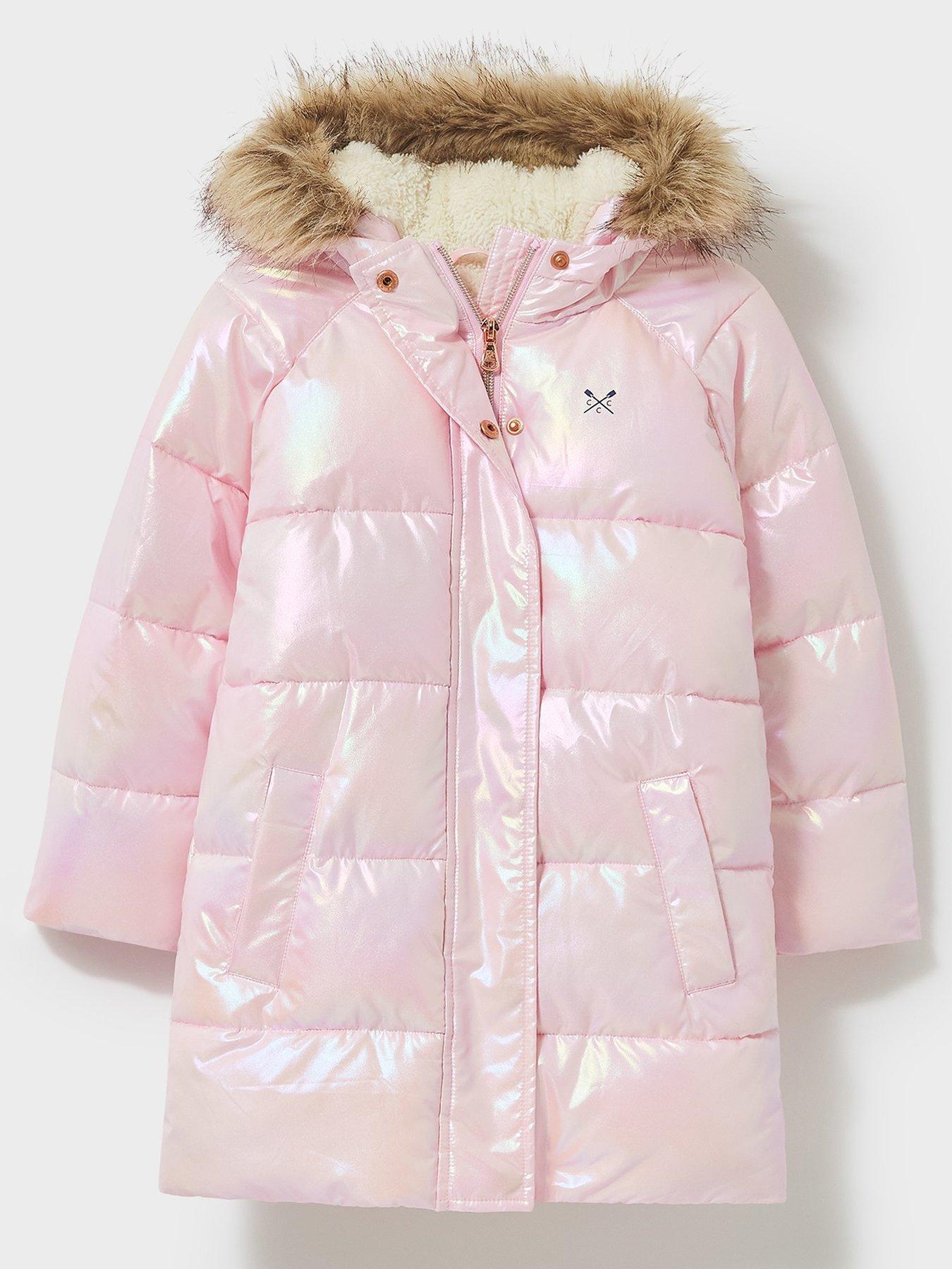 Girls Pink Metallic Coat
