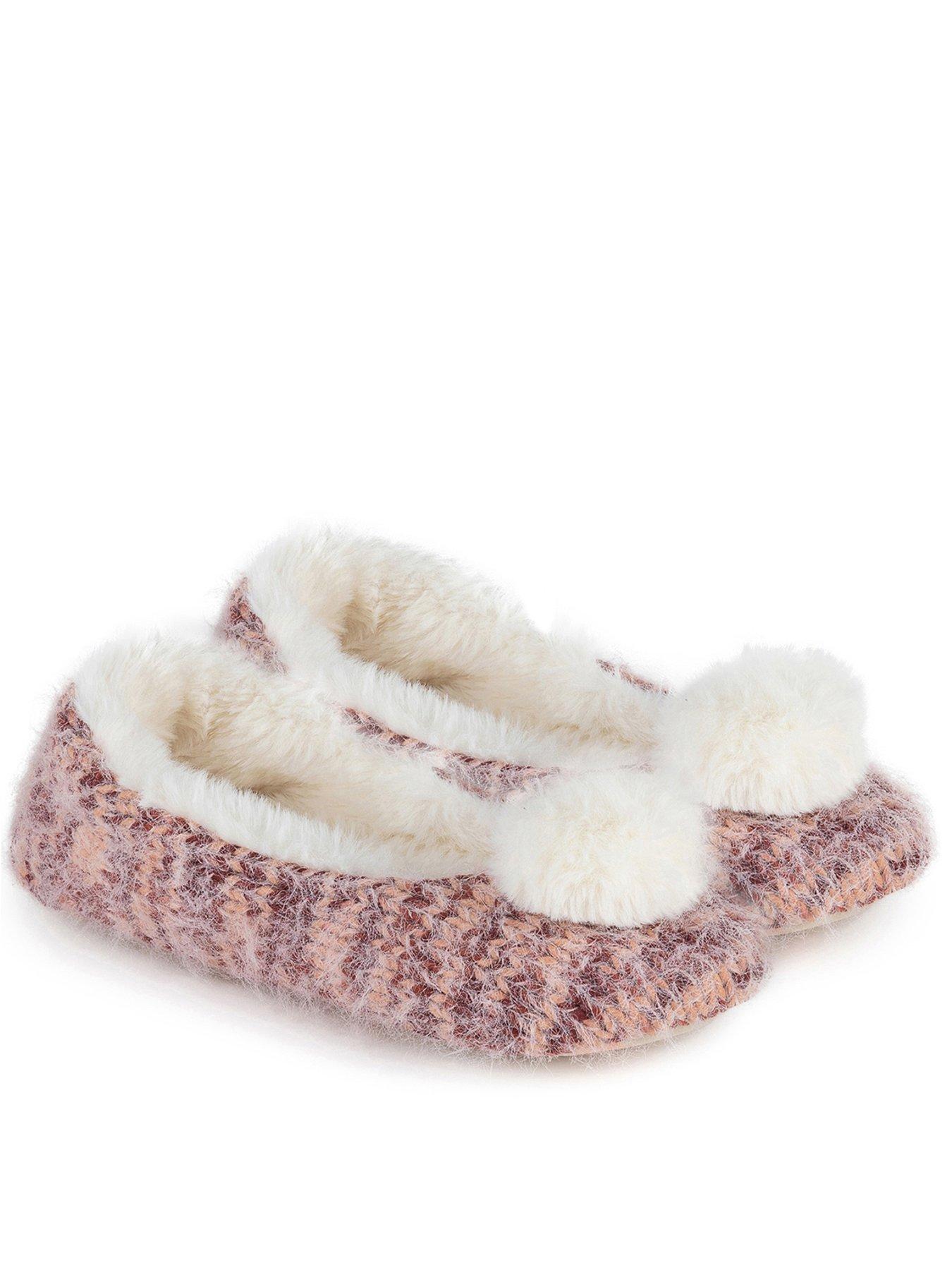 Fluffy Knit Ballet Slippers Berry