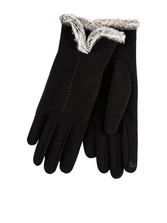 front image of totes-thermal-glove-with-tipped-fur-cuff-smart-touch